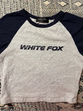 White Fox Boutique Gray and Navy Raglan Tee for Tween